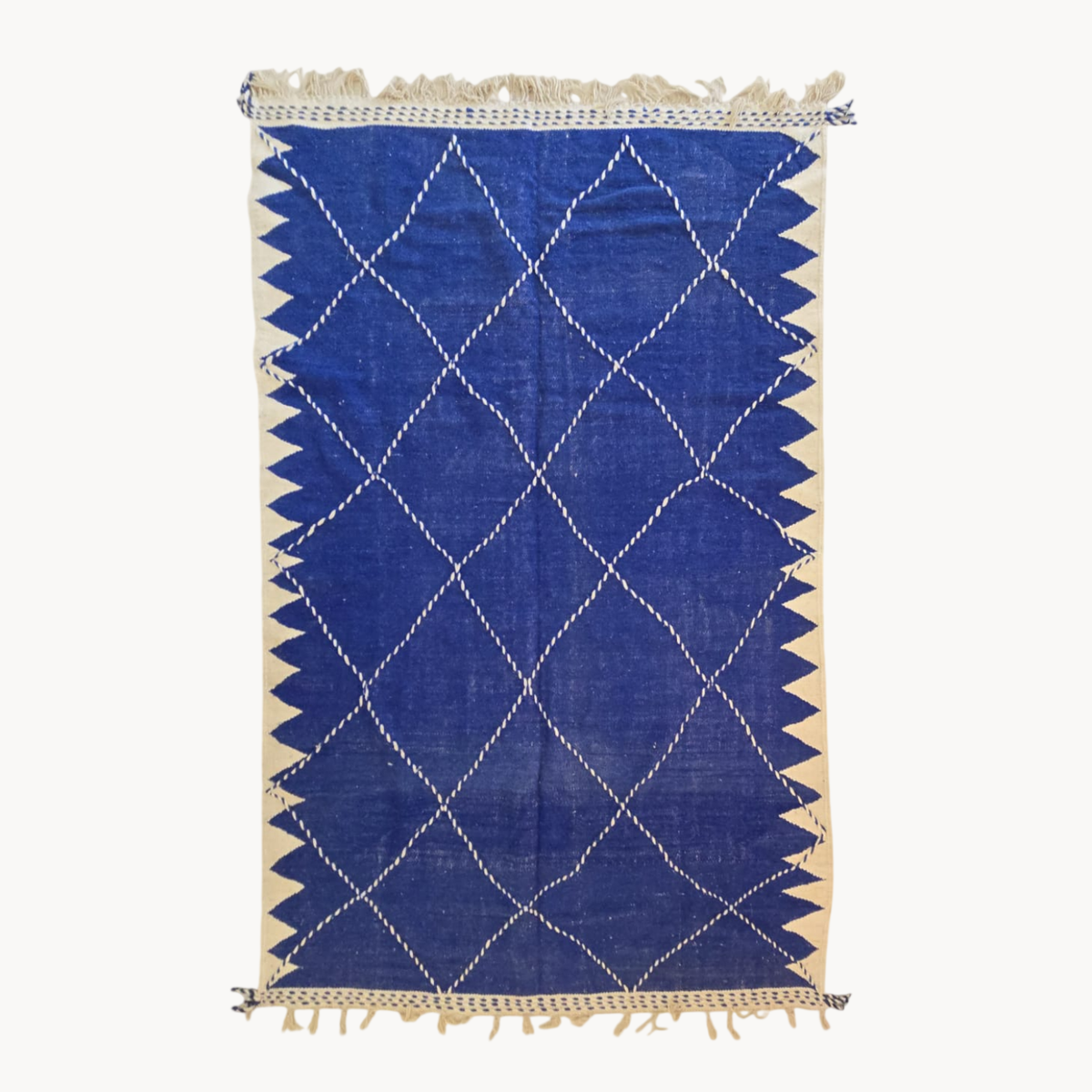 Cobalt Blue Moroccan Wool Rug | 6'8" x 10'8" - Apartment F
