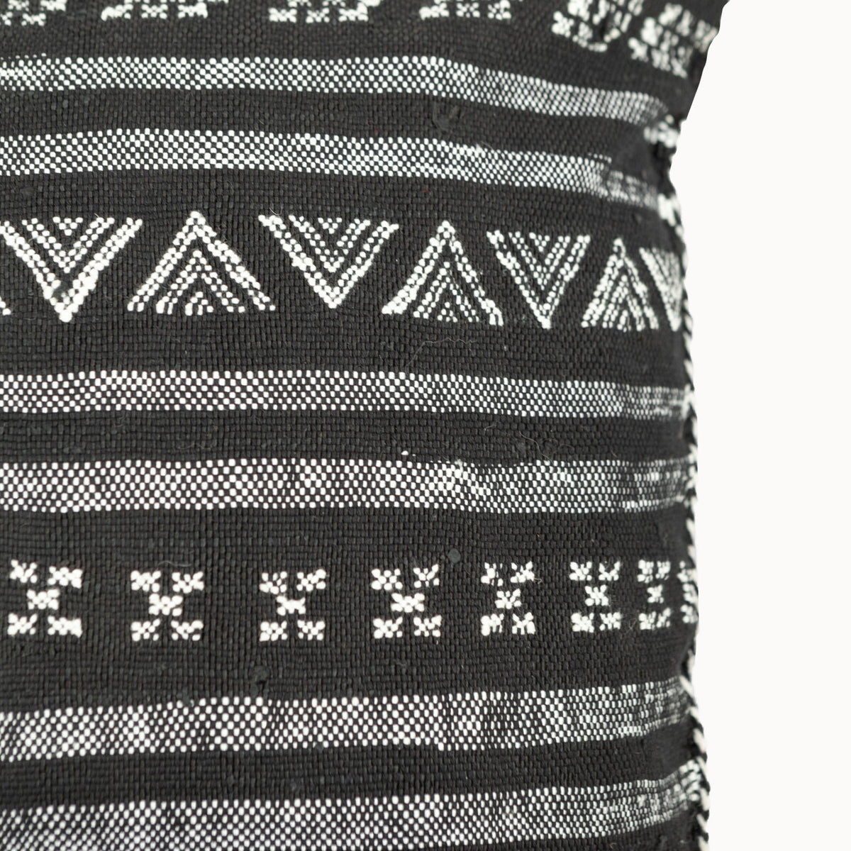 Desert Stripe Embroidered Cactus Silk Pillow - Black - Apartment F