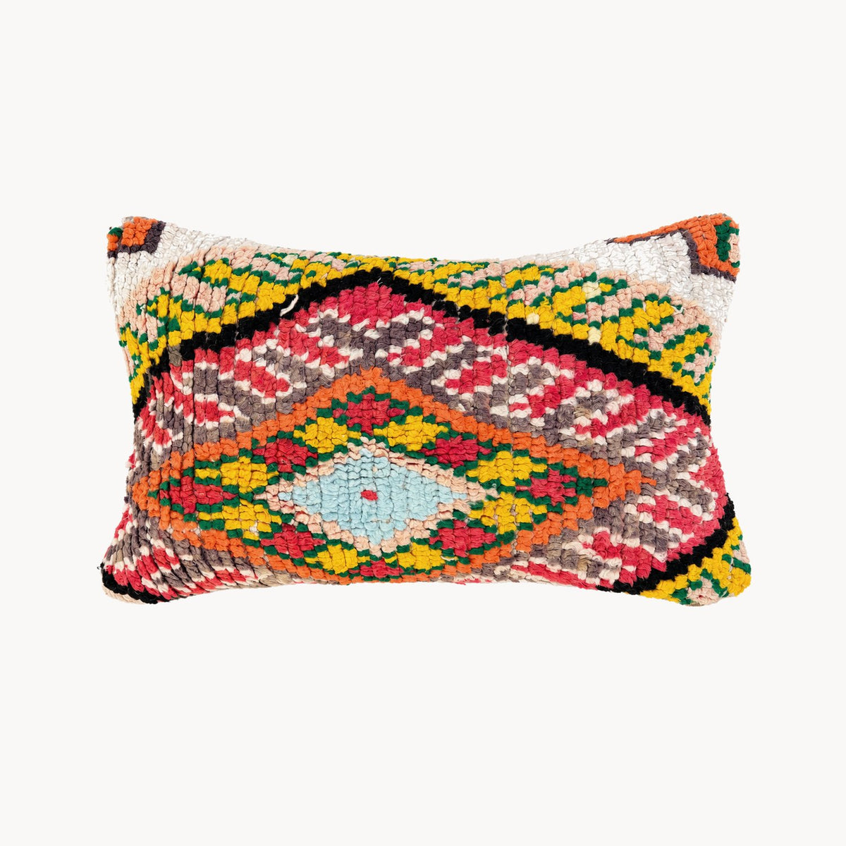 Jourdan Moroccan rug lumbar pillow with multicolored diamond design