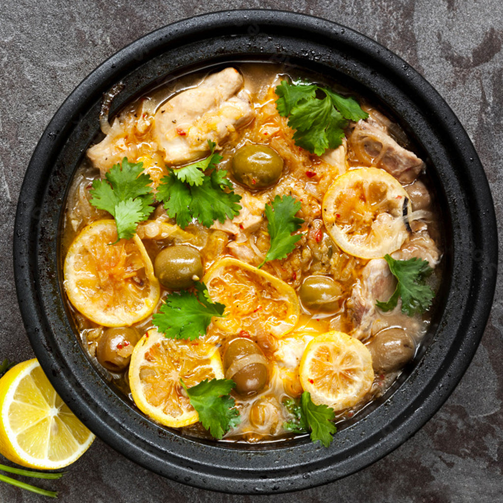 Chicken and lemon Moroccan Tagine with Olives