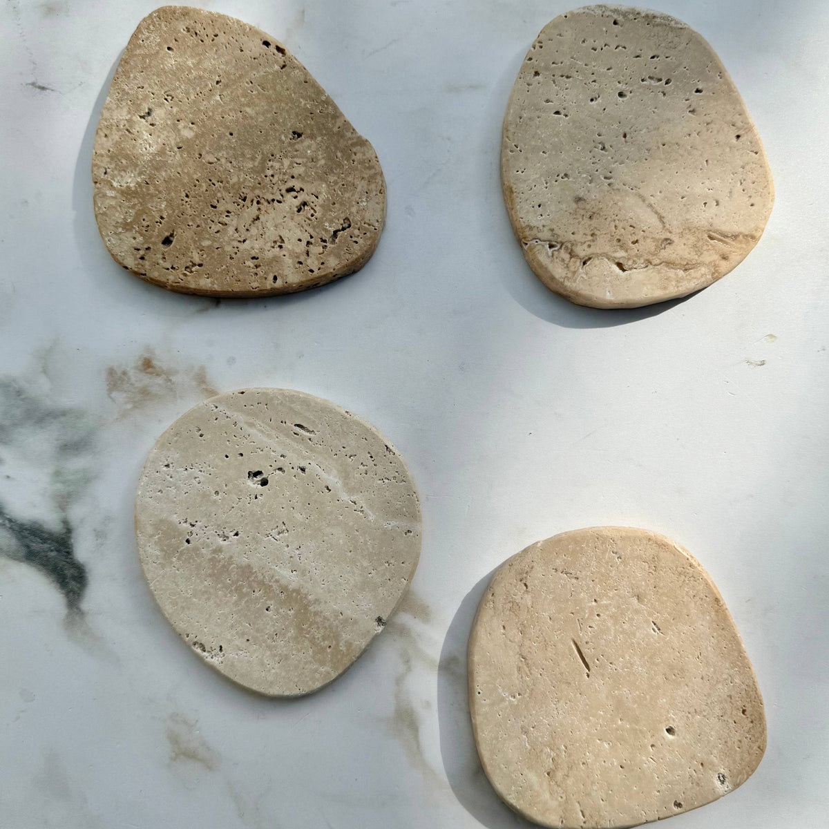 Beige Travertine Coaster | Set of 4