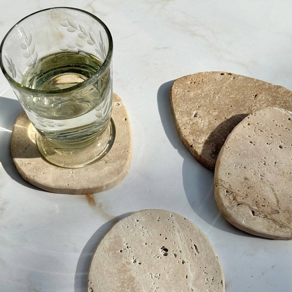 Beige Travertine Coaster | Set of 4 - Apartment F