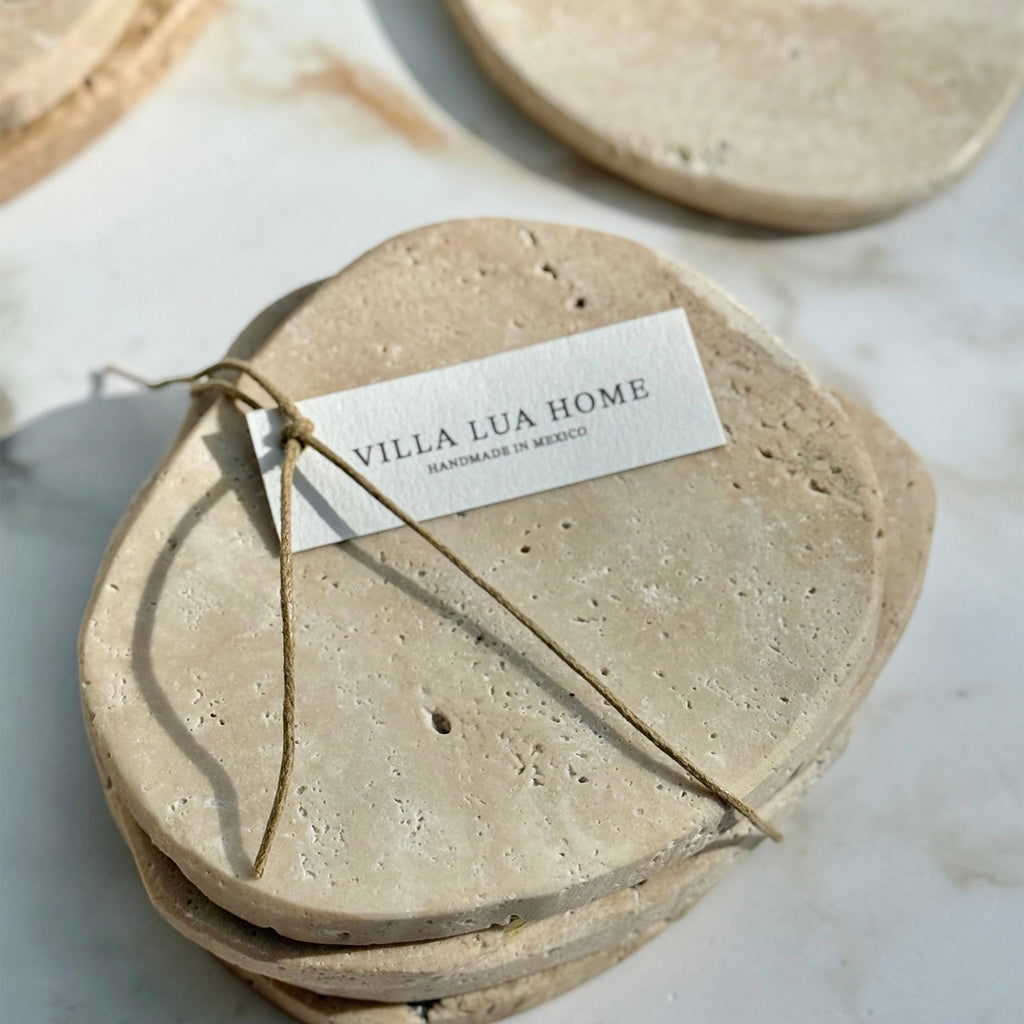 Beige Travertine Coaster | Set of 4 - Apartment F
