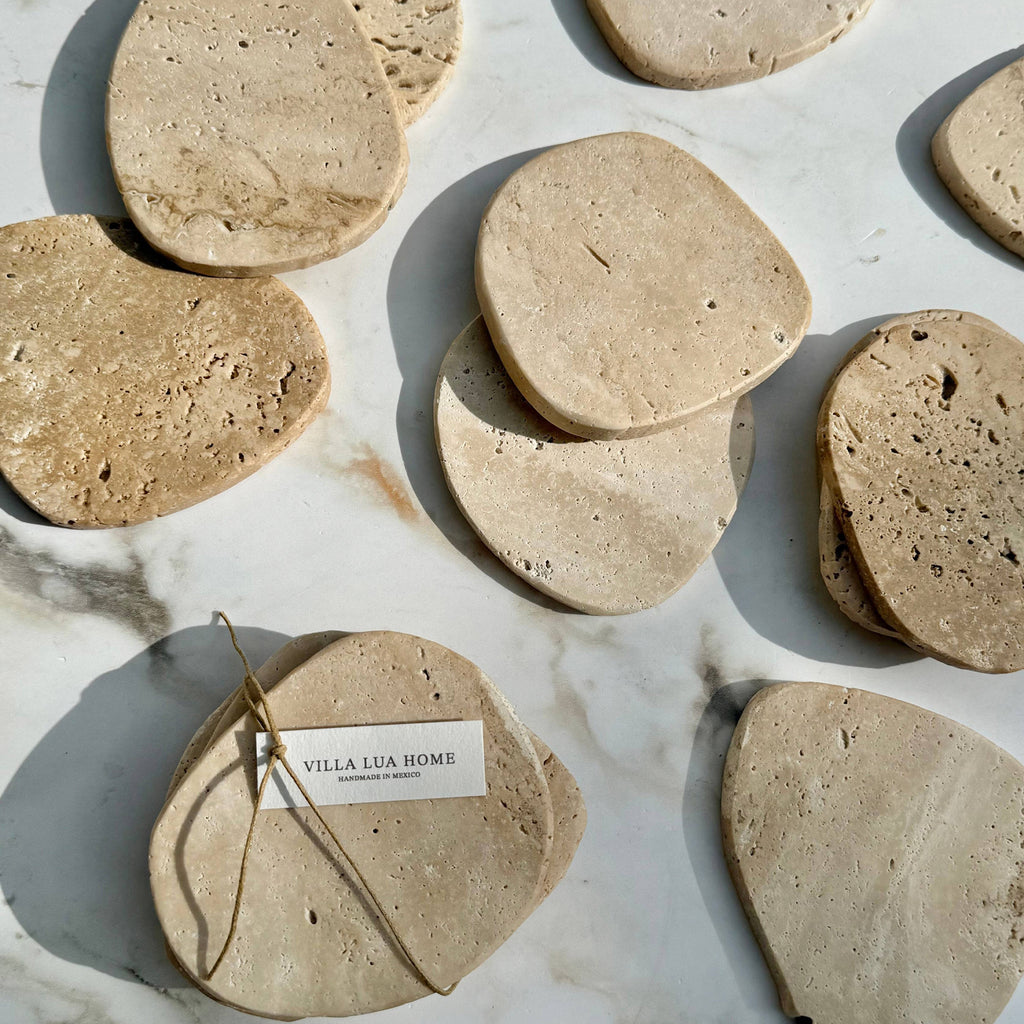 Beige Travertine Coaster | Set of 4 - Apartment F