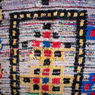 Blue and yellow vintage Moroccan wool rug hand-knotted in Morocco measuring 4'9" x 7'4"