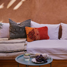 Desert Stripe Embroidered Cactus Silk Pillow - Black - Apartment F