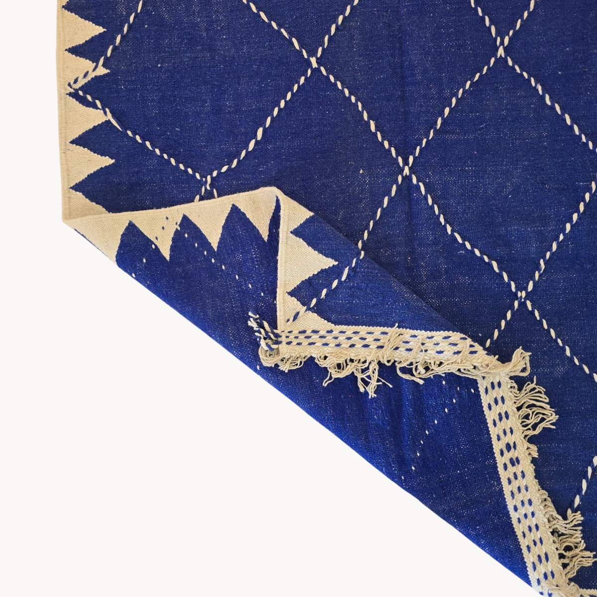 Cobalt Blue Moroccan Wool Rug | 6'8" x 10'8" - Apartment F