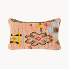 Jourdan Moroccan rug lumbar pillow with blush wool and colorful geometric flowers