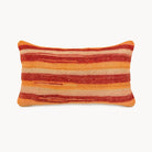 Sunset Stripe Wool Lumbar Pillow — orange, red and tan striped front