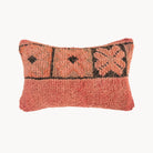 Tilda Moroccan Rug Pillow lumbar No. 1, dusty salmon wool with dark geometric motifs