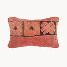 Tilda Moroccan Rug Pillow lumbar No. 2, dusty salmon wool with dark geometric motifs