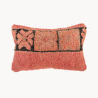 Tilda Moroccan Rug Pillow lumbar No. 3, dusty salmon wool with dark geometric motifs