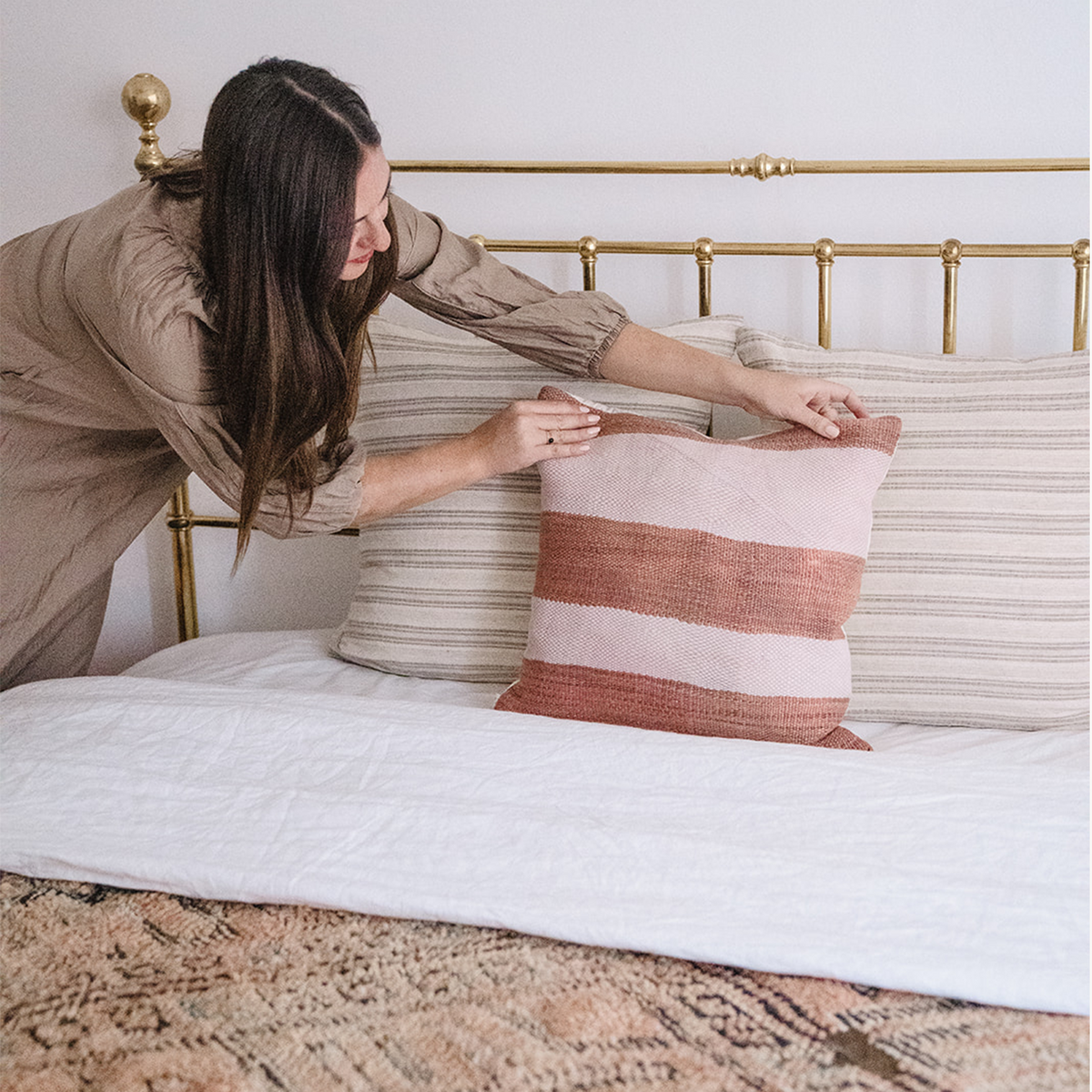 Bordeaux Striped Handwoven Pillow - Apartment F