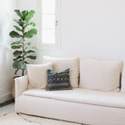 Desert Stripe Embroidered Cactus Silk Pillow - Black - Apartment F