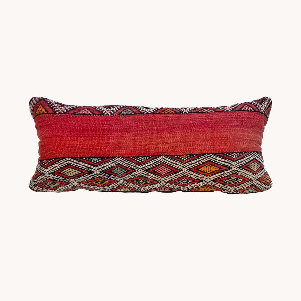 Upcycled Moroccan Kilim Lumbar Pillow - Apartment F